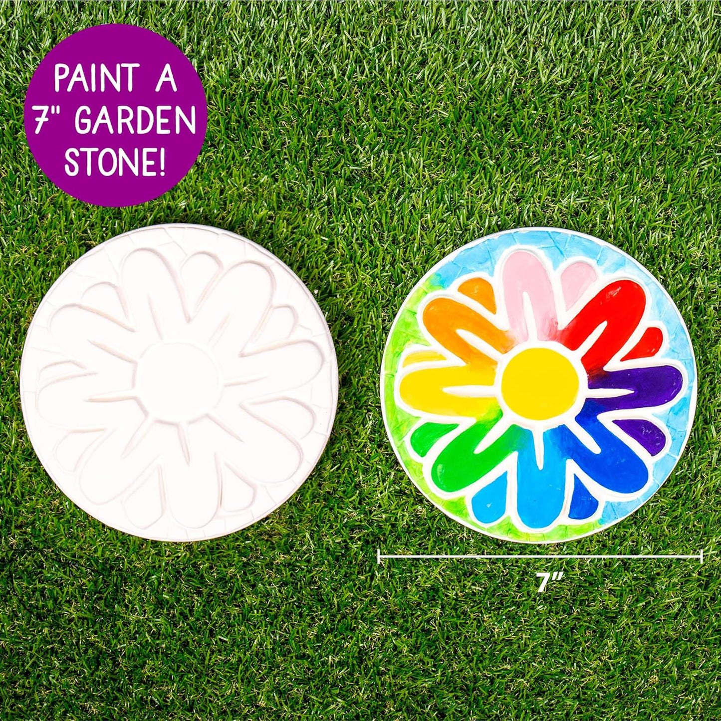 Creative Roots Mosaic Flower Garden Stepping Stone Kit, Includes 7-Inch Ceramic Stone & 6 Vibrant