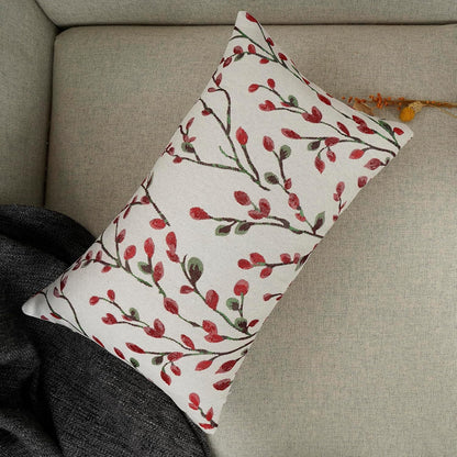 YOUR SMILE Classical Embroidery Jacquard Christmas Red Square Decorative Throw Pillow Case Cushion