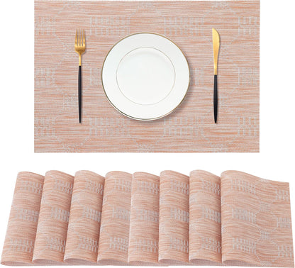 Leetaltree Coral Placemats Set of 8 - Heat Resistant Non-Slip Place mats for Dining Table, Washable