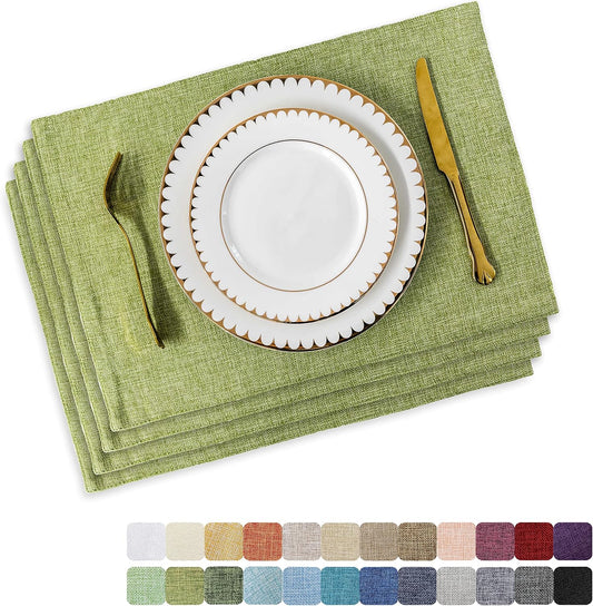 Home Brilliant Green Placemat Set of 4 Washable Place Mats Placemats Heat Resistant Sage Placemat