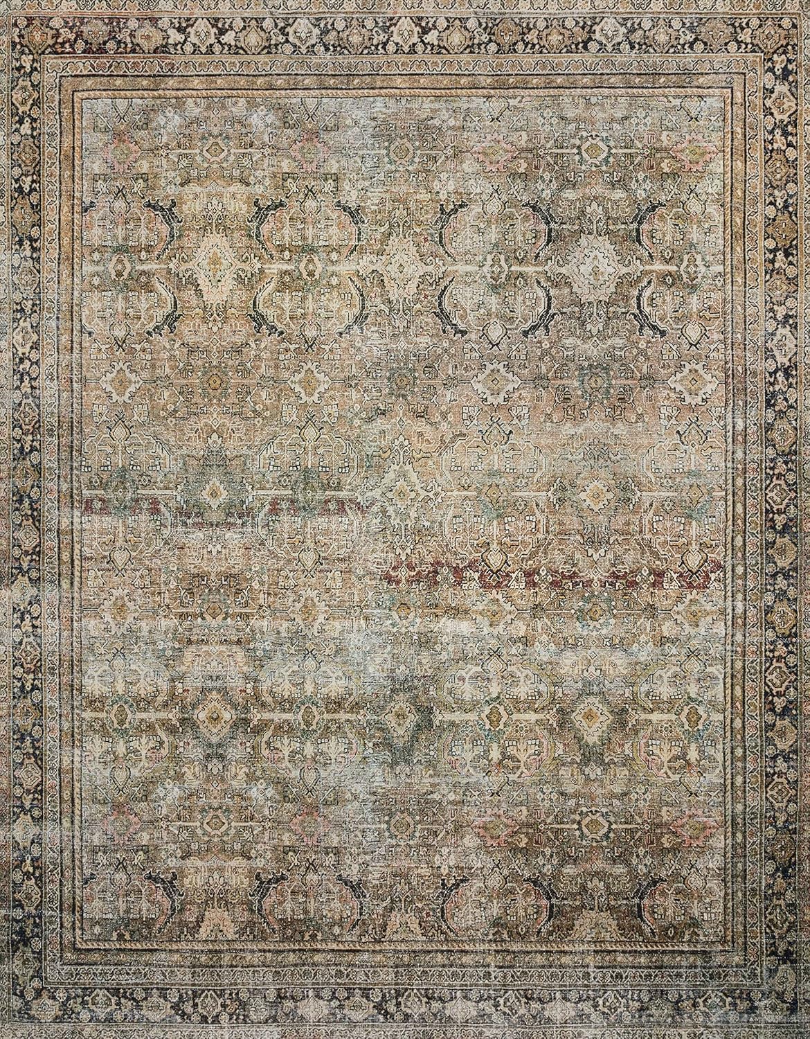 Loloi Layla Collection LAY-03 Olive/Charcoal 3'-6" x 5'-6" .13" Thick Accent Rug, Soft, Durable
