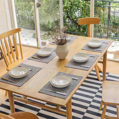 Demetex Cloth Placemats Set of 6 Table Mats Gray Linen Place Mats for Buffet Kitchen and Dining