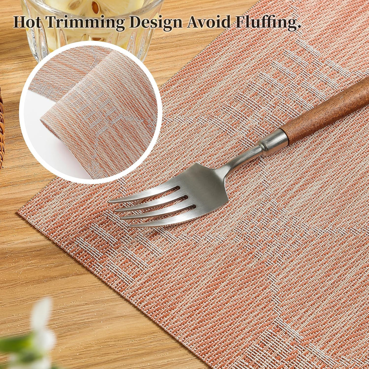 Leetaltree Coral Placemats Set of 12 - Heat Resistant Non-Slip Place mats for Dining Table