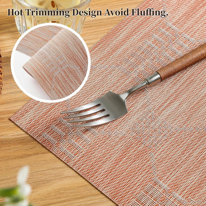 Leetaltree Coral Placemats Set of 12 - Heat Resistant Non-Slip Place mats for Dining Table