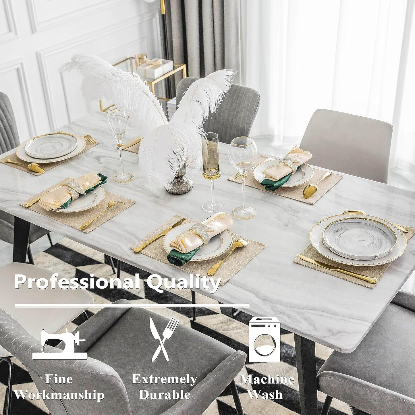 Home Brilliant Placemats Set of 8 Heat Resistant Dining Table Place Mats Plate Mat Cloth Placemats