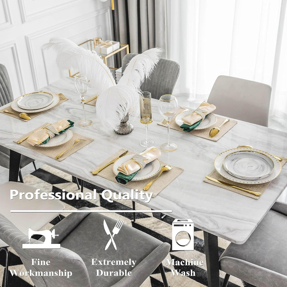 Home Brilliant Placemats Set of 8 Heat Resistant Dining Table Place Mats Plate Mat Cloth Placemats
