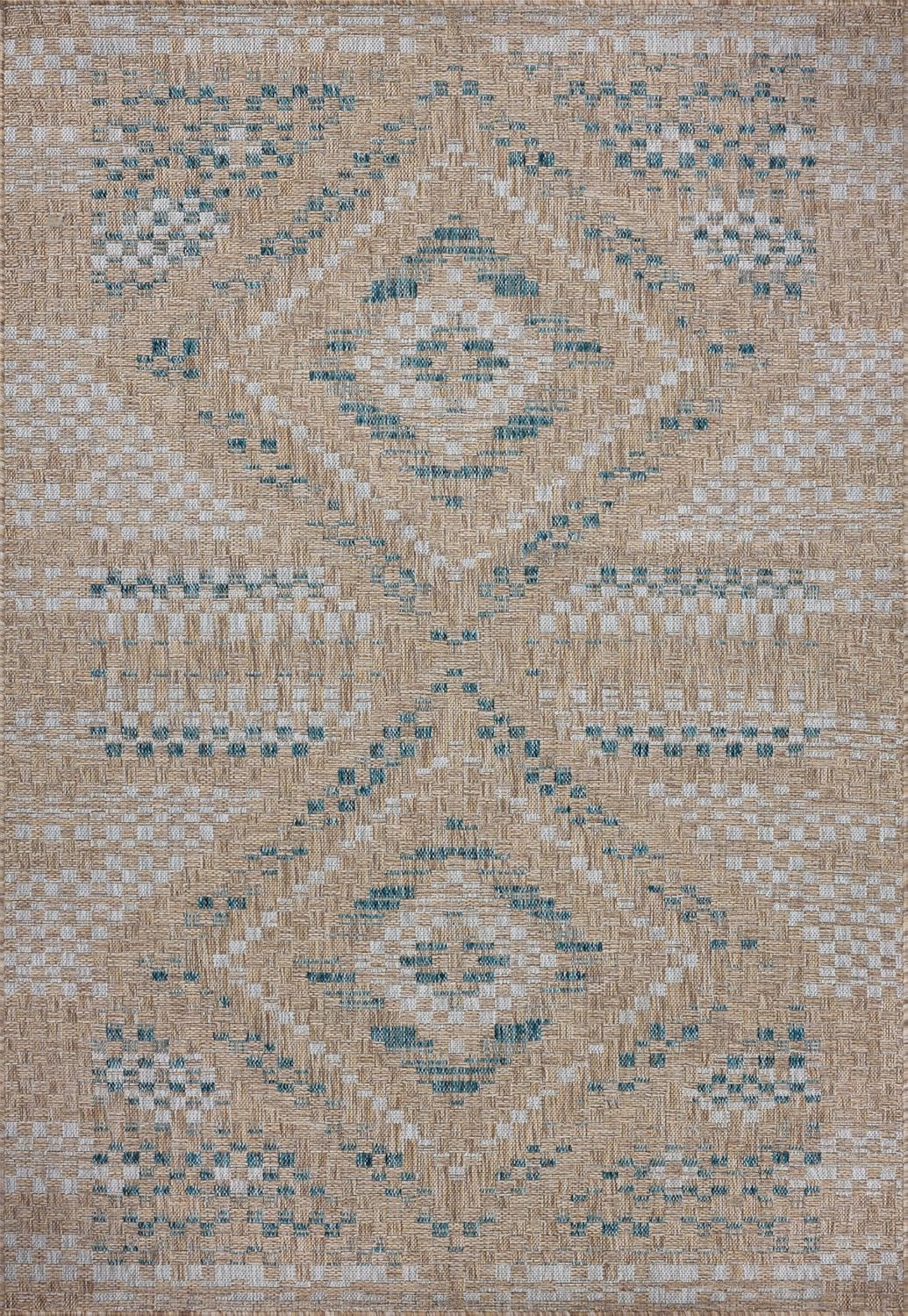Loloi Amber Lewis Topanga Collection TOP-04 Natural/Aqua 7'-10" x 10' Indoor/Outdoor Area Rug