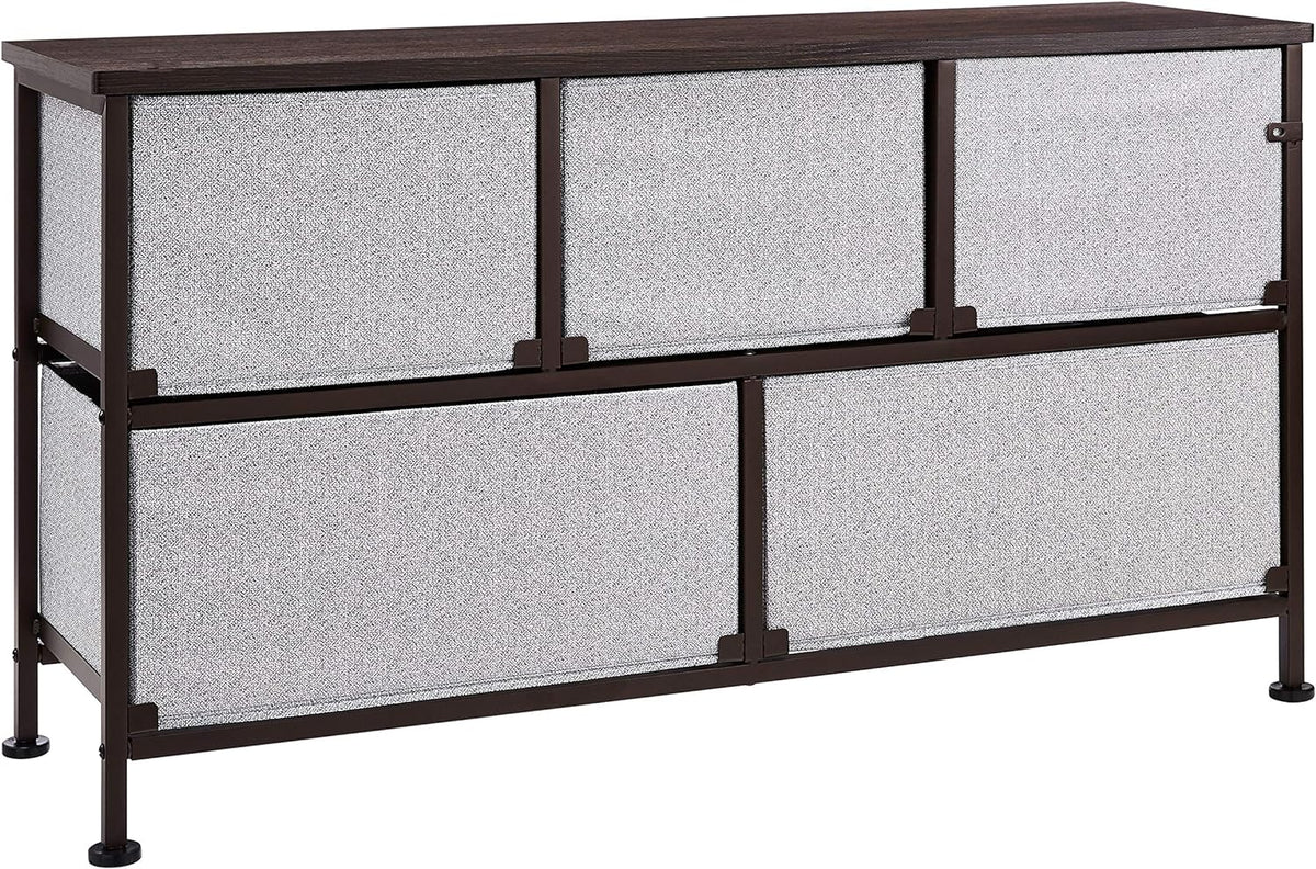 Amazon Basics Extra Wide Fabric 5-Drawer Storage Organizer Unit for Closet, Bronze