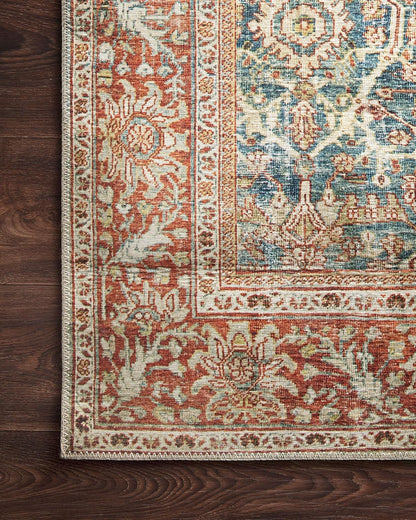 Loloi Layla Collection LAY-04 Ocean/Rust 2'-6" x 7'-6" .13" Thick Runner Rug, Soft, Durable