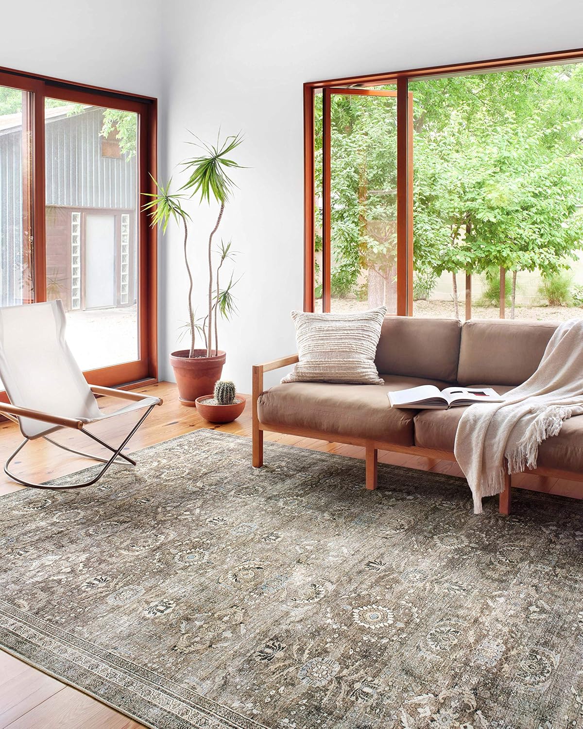 Loloi Layla Collection LAY-13 Antique/Moss 2'-3" x 3'-9" .13" Thick Accent Rug, Soft, Durable