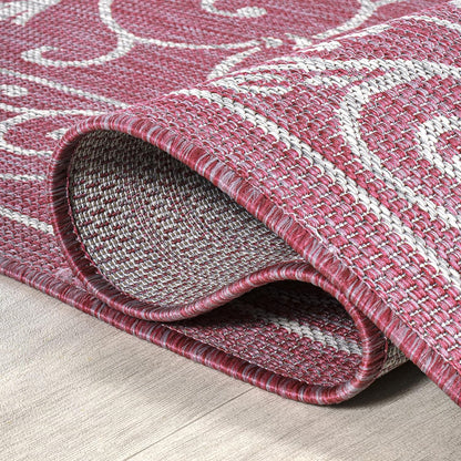 JONATHAN Y Vintage Filigree Indoor Outdoor Area Rug 5X8 Fuchsia/Light Gray, Charleston Textured
