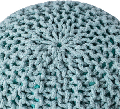 BIRDROCK HOME Round Pouf Ottoman | Cotton Braided Round Foot Stool | Bedroom and Living Room Poof |