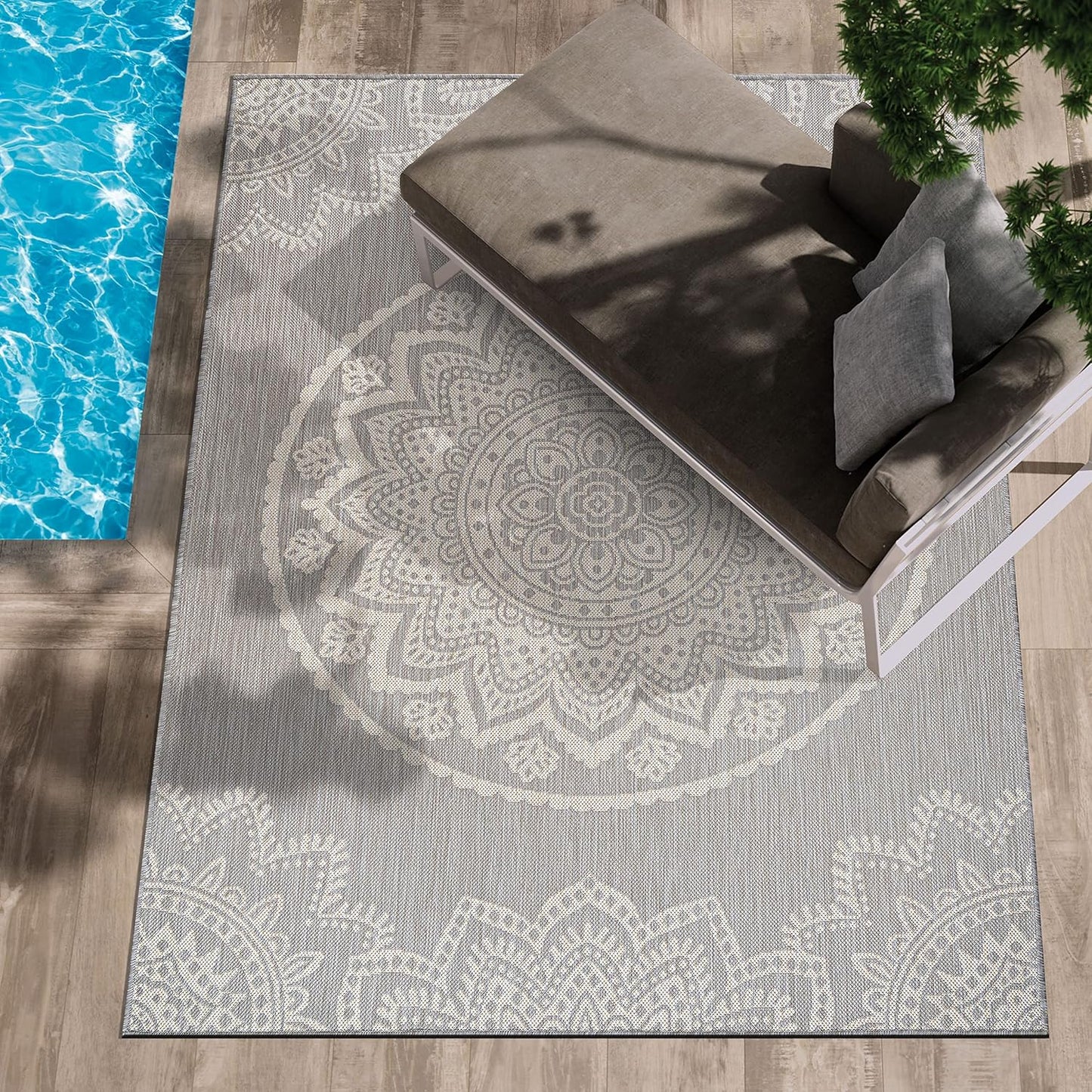 CAMILSON Outdoor Rug 8x10 Modern Area Rugs for Indoor and Outdoor Patios and Porches - Waterproof