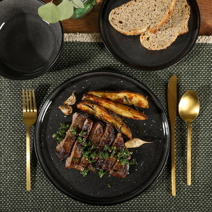 Gibson Elite Tahoe Sunset 12 Piece Stoneware Reactive Glaze (Service for 4) Ceramic Plates and