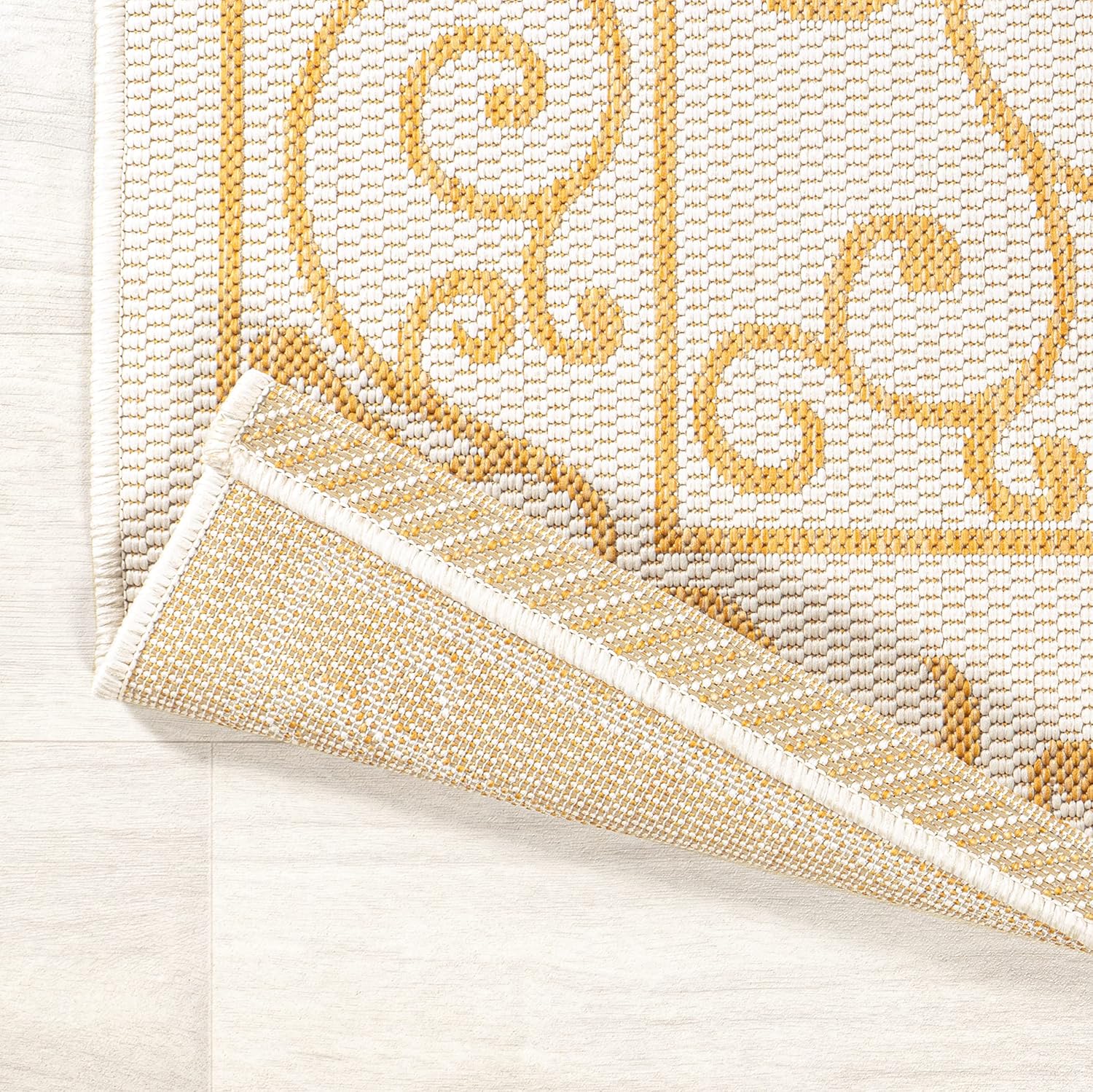 JONATHAN Y Vintage Filigree Indoor Outdoor Area Rug 8X10 Cream/Yellow, Charleston Textured Weave