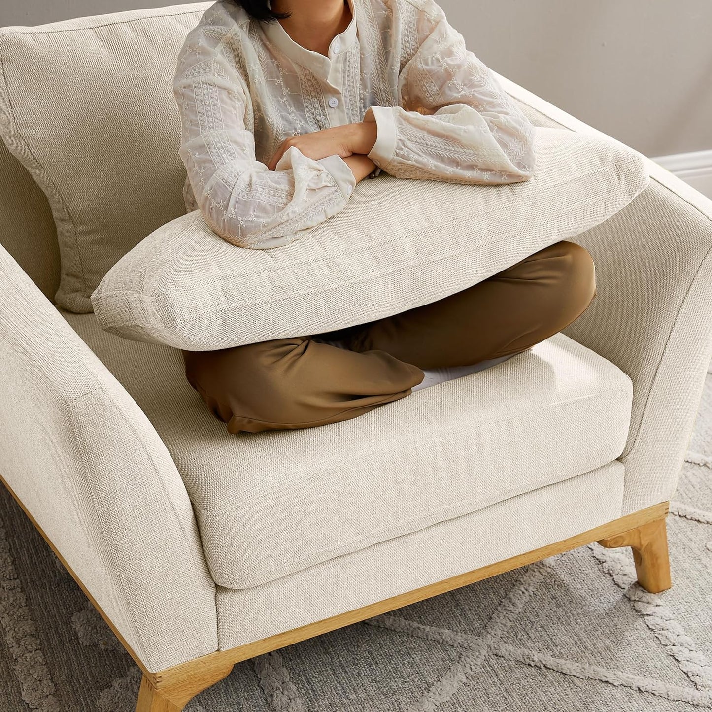 Large-Sized Accent Chair, Thick Cushion Bedroom Reading Chair, Comfortable Living Room Single Sofa，