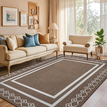 Outdoor Patio Rug, Outside Rectangular Carpet, Moroccan Geometric Rugs, Washable Large Indoor