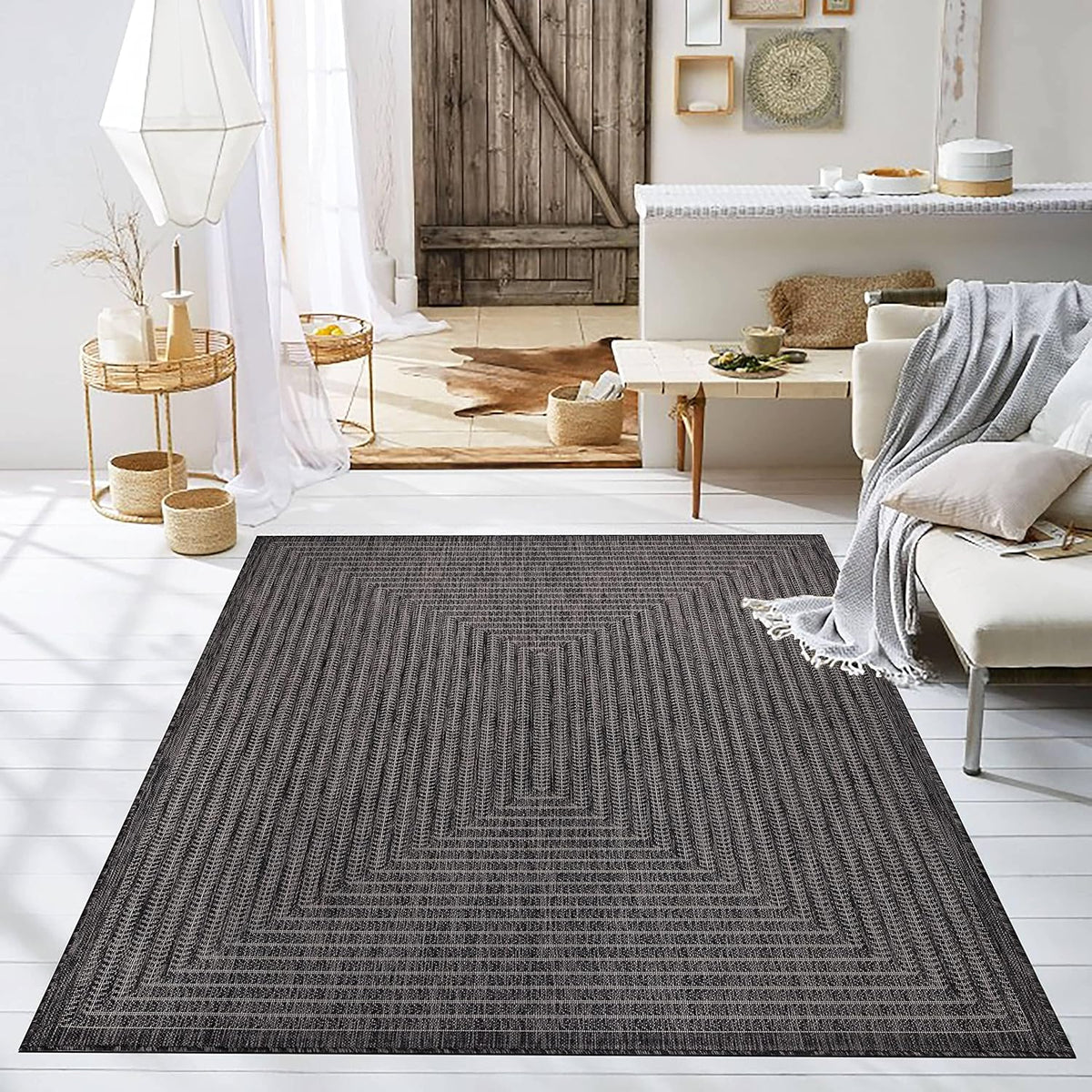 Adiva Rugs Outdoor Indoor Area Rug, Weather Resistant, Easy to Clean, Stain Resistant Floor Mat for