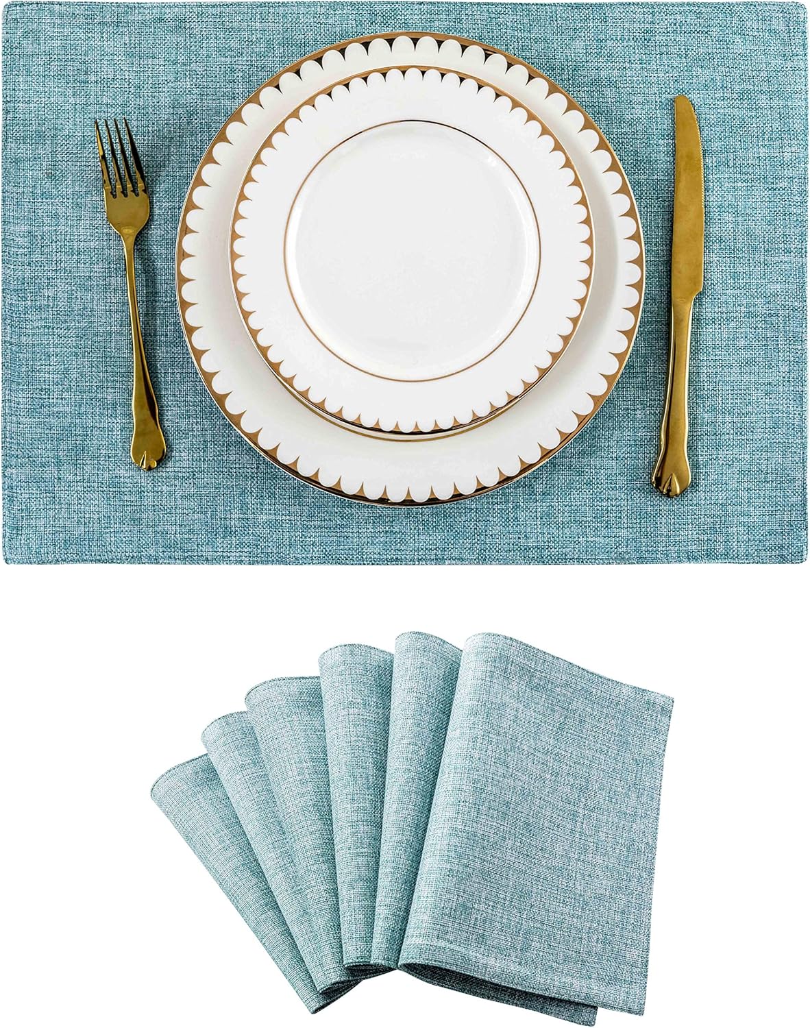 Home Brilliant Placemats Set of 6 Heat Resistant Dining Table Place Mats for Kitchen Table Party
