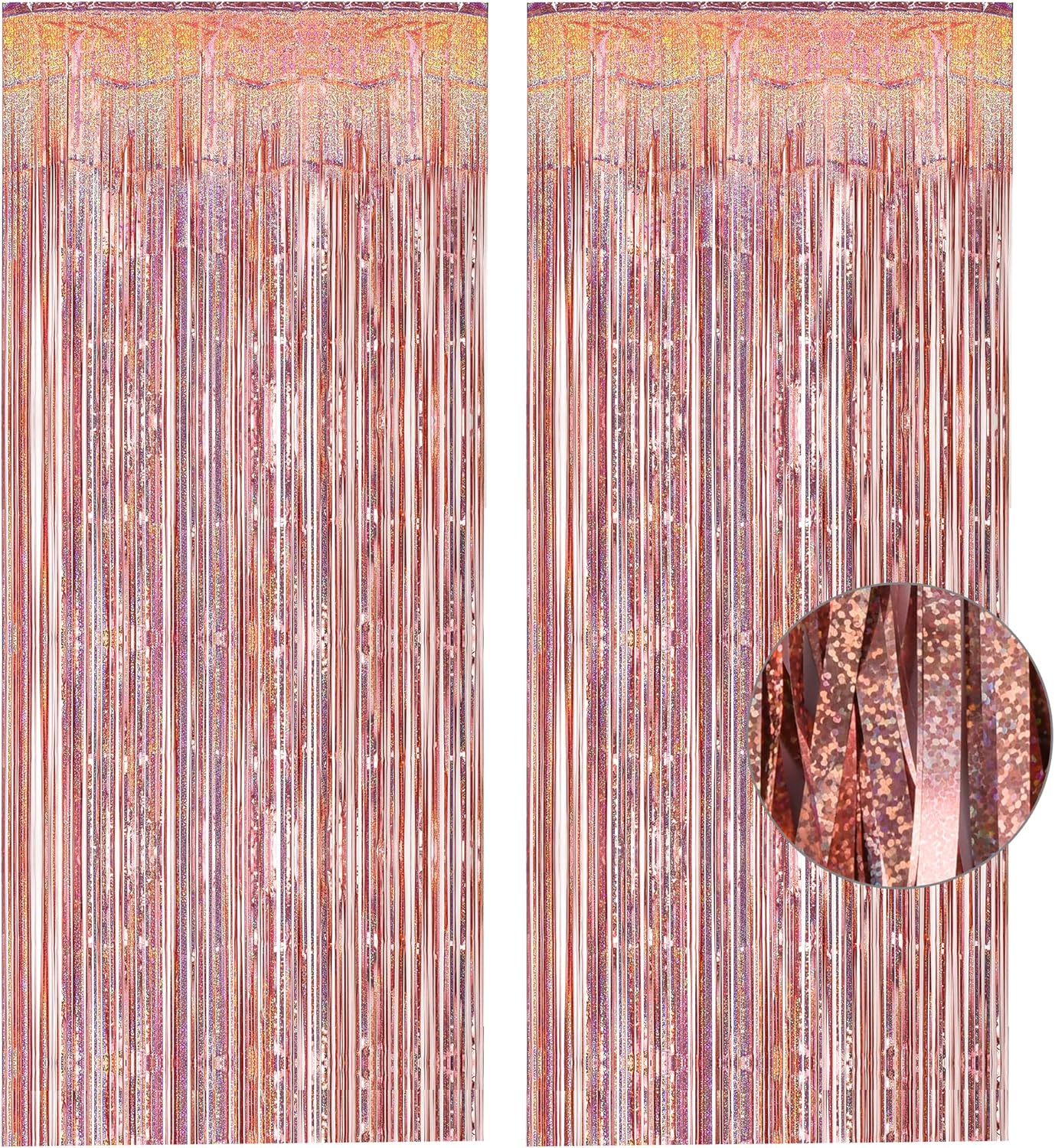 Rose Gold Tinsel Curtain Party Backdrop - GREATRIL Foil Fringe Curtain Streamers for Bachelorette