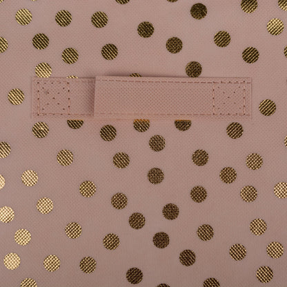 DII Woven Polyester Storage Bin, Polka Dot, Pink & Gold, Small Set of 2