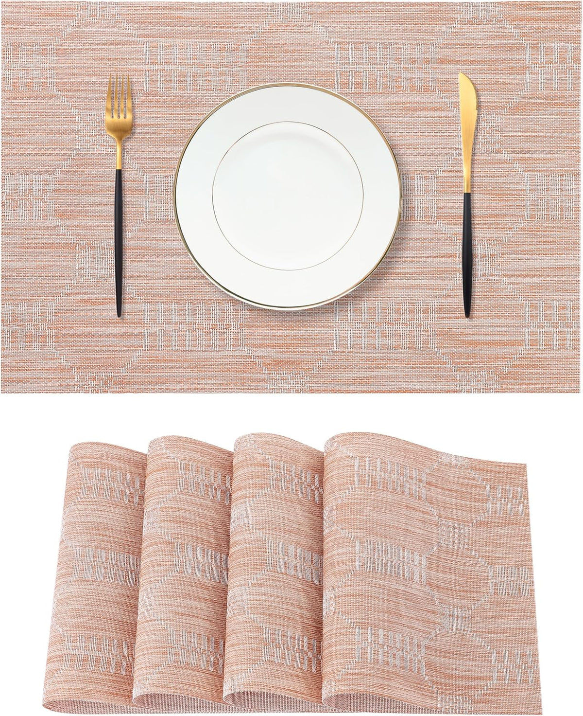 Leetaltree Coral Placemats Set of 4 - Heat Resistant Non-Slip Place mats for Dining Table, Washable