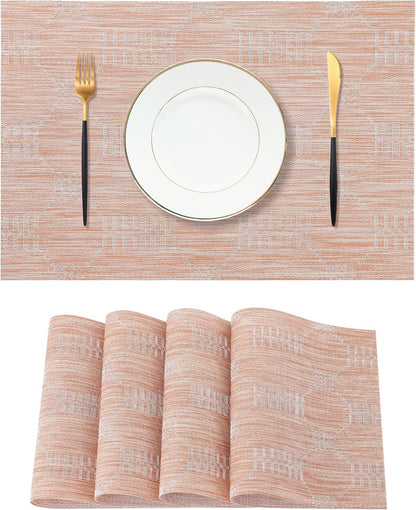 Leetaltree Coral Placemats Set of 4 - Heat Resistant Non-Slip Place mats for Dining Table, Washable