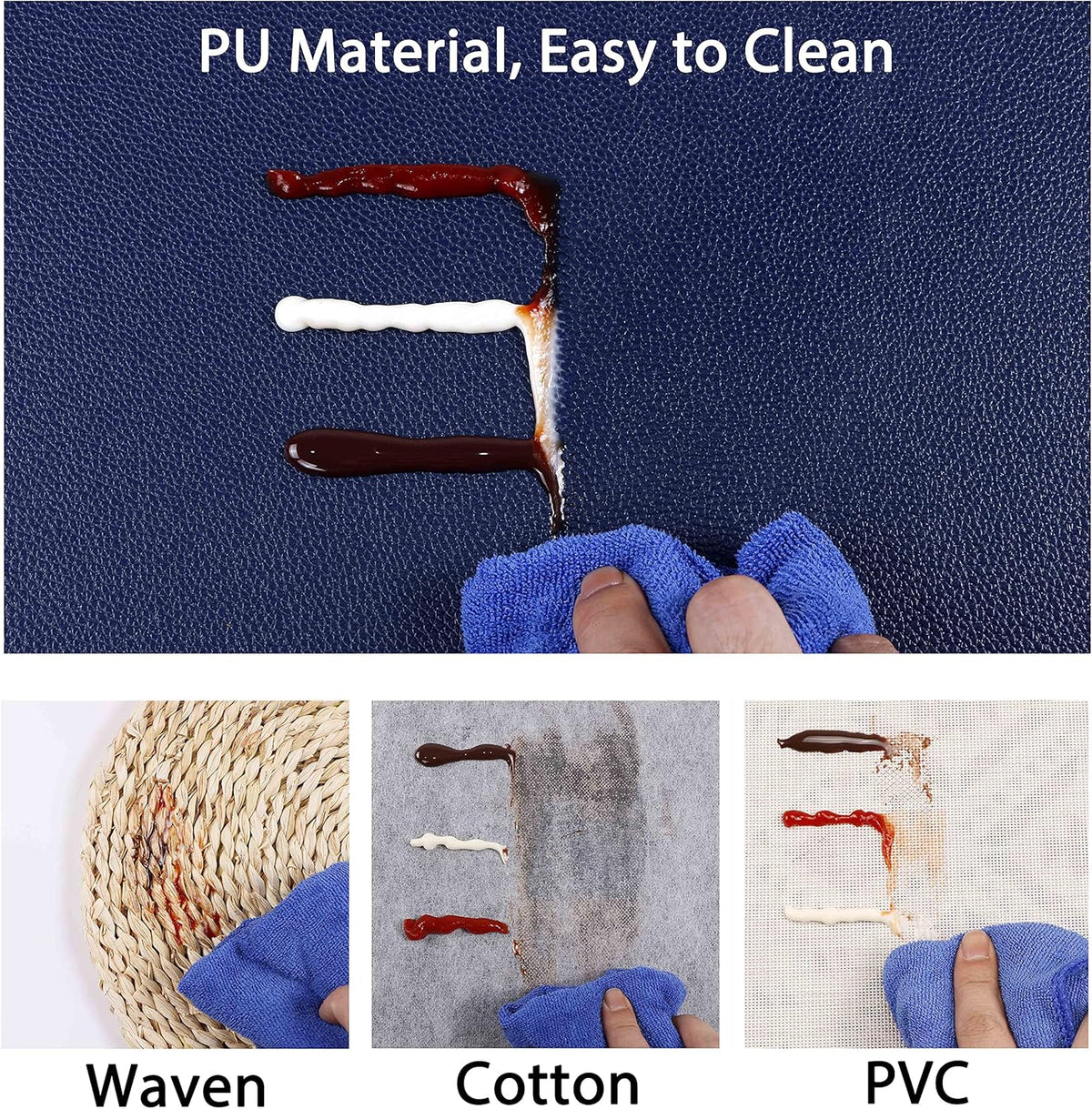 Faux Leather Placemats, PU Table Mats, Set of 4, Waterproof, Stain Resistant, Heat Resistant
