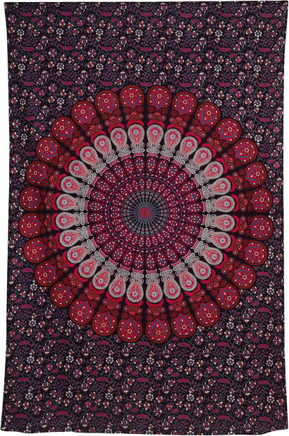 Bless International Handmade Indian hippie Bohemian Psychedelic Peacock Mandala Wall hanging
