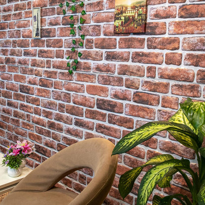 Dundee Deco 3D Wall Panels Faux Brick - Cladding, Mahogany Stone Look Wall Paneling, Styrofoam