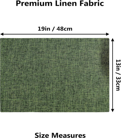 Demetex Cloth Placemats Green Set of 4 Vintage Textured Linen Place Mats Heat Resistant Plate