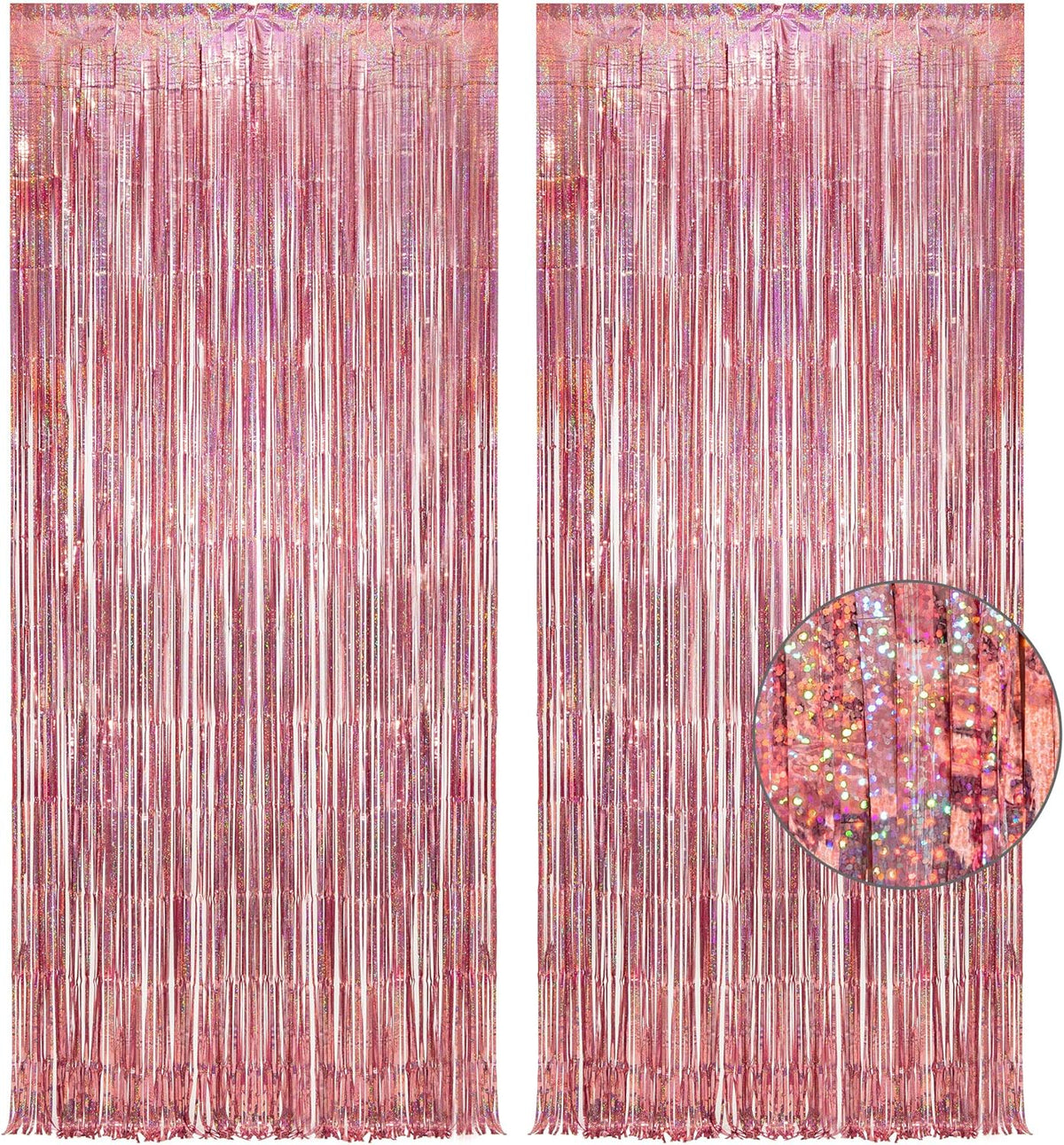 Rose Gold Tinsel Party Backdrop - GREATRIL Foil Fringe Curtain Party Photo Booth Backdrop for