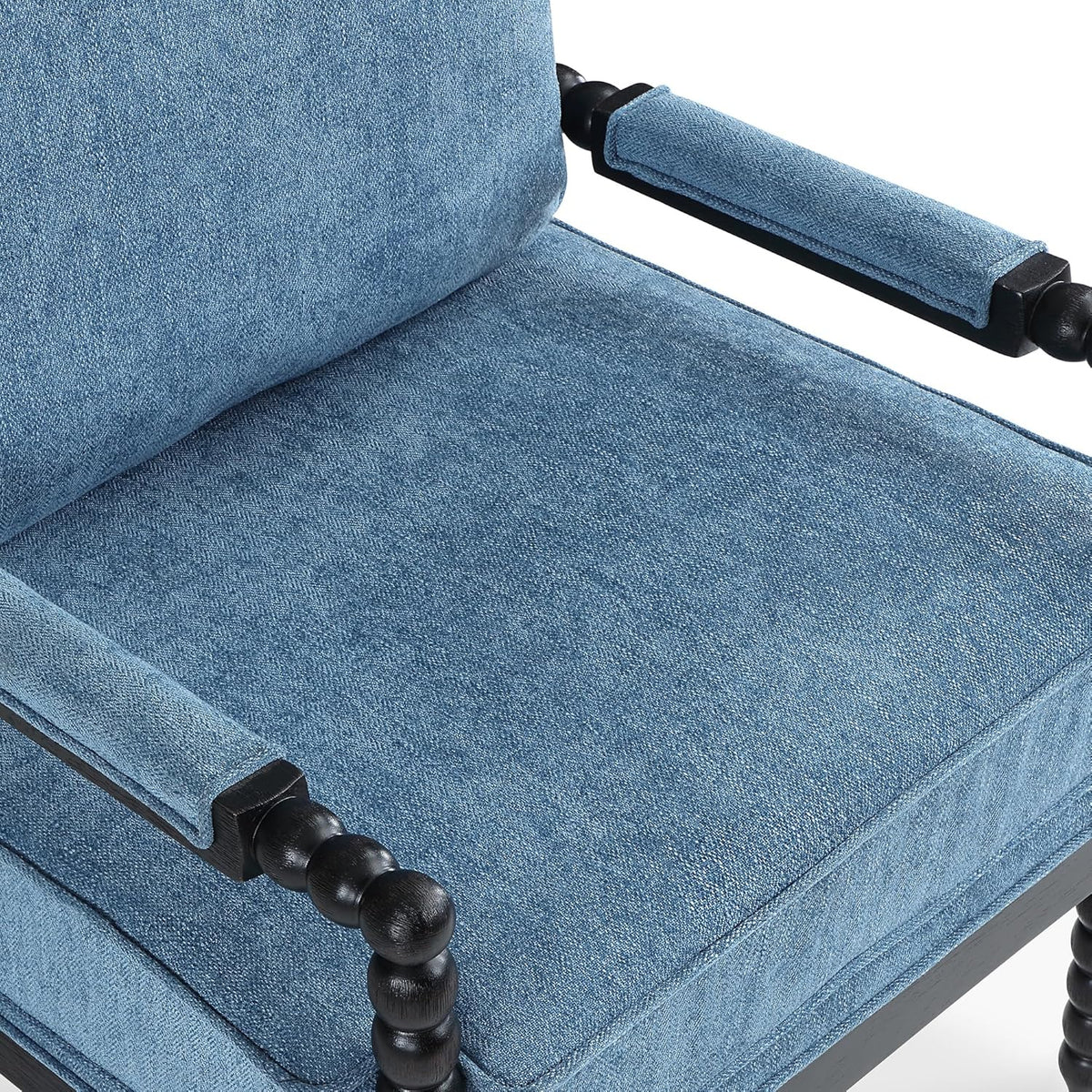 DUHOME Linen Fabric Spindle Accent Chair with Wood Frame,Modern Accent Spool Chairs with Padded