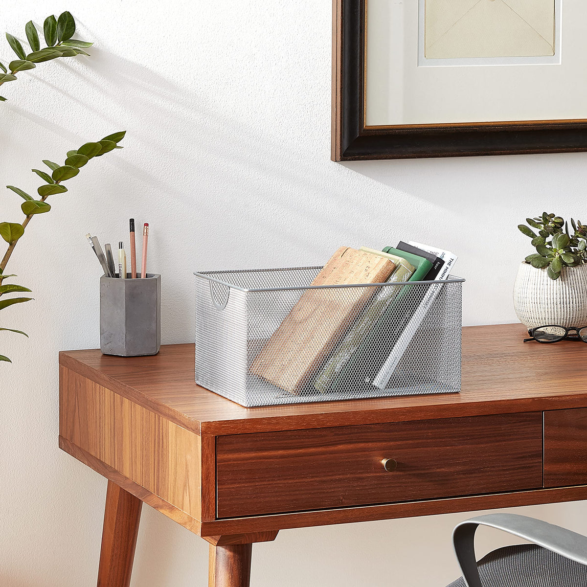 YBM Home Mesh Wire Storage Basket for Shelves, Pantry Organization, and Kitchen - Multipurpose