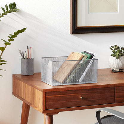 YBM Home Mesh Wire Storage Basket for Shelves, Pantry Organization, and Kitchen - Multipurpose