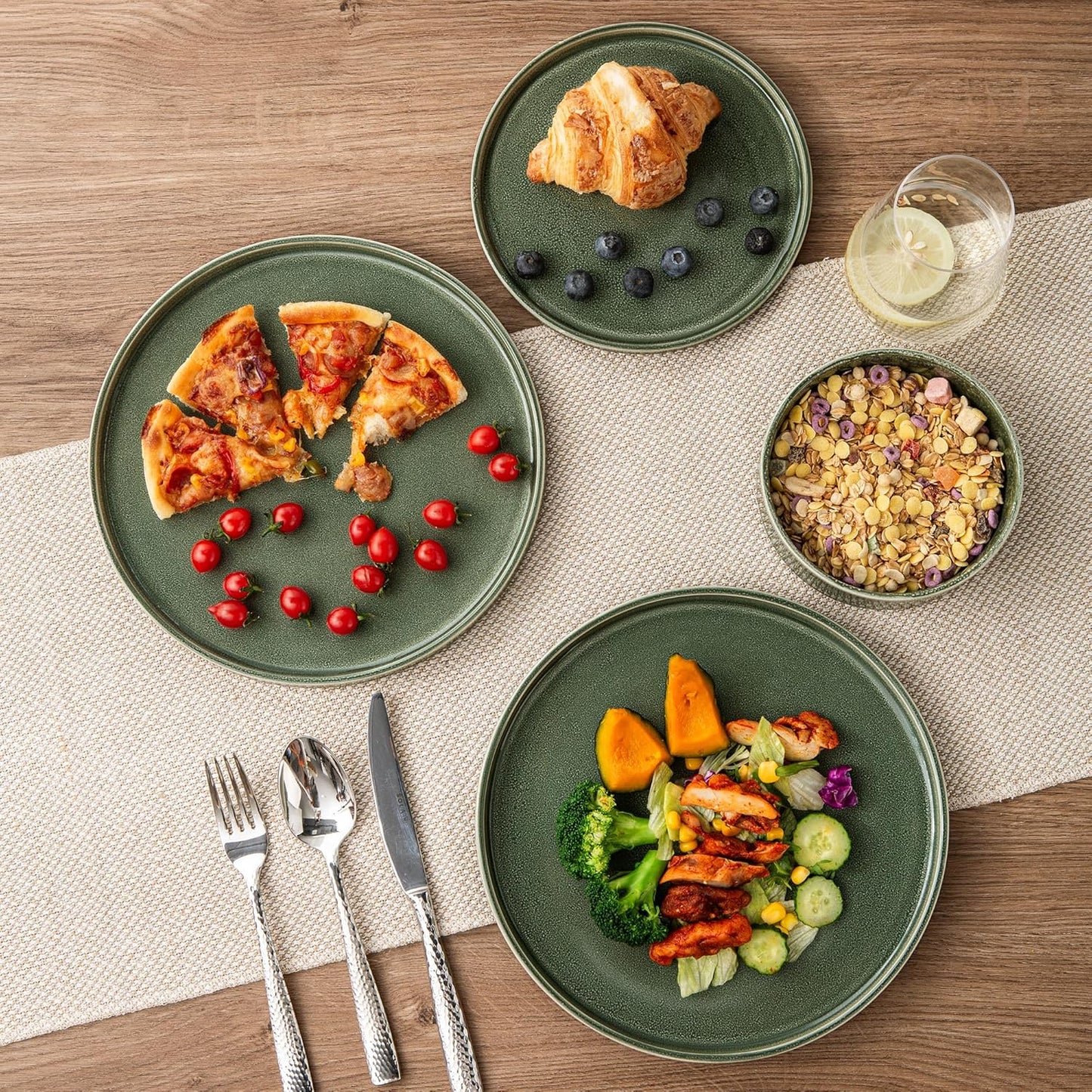 AmorArc Ceramic Dinnerware Sets, Handmade Reactive Glaze Stoneware Plates and Bowls Sets,Highly