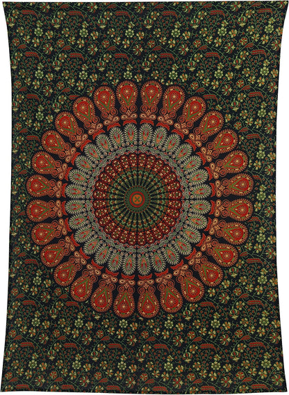 Bless International Handmade Indian hippie Bohemian Psychedelic Peacock Mandala Wall hanging