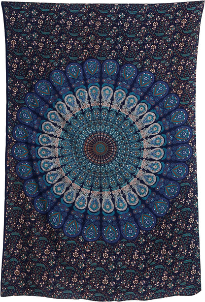 Bless International Handmade Indian hippie Bohemian Psychedelic Peacock Mandala Wall hanging