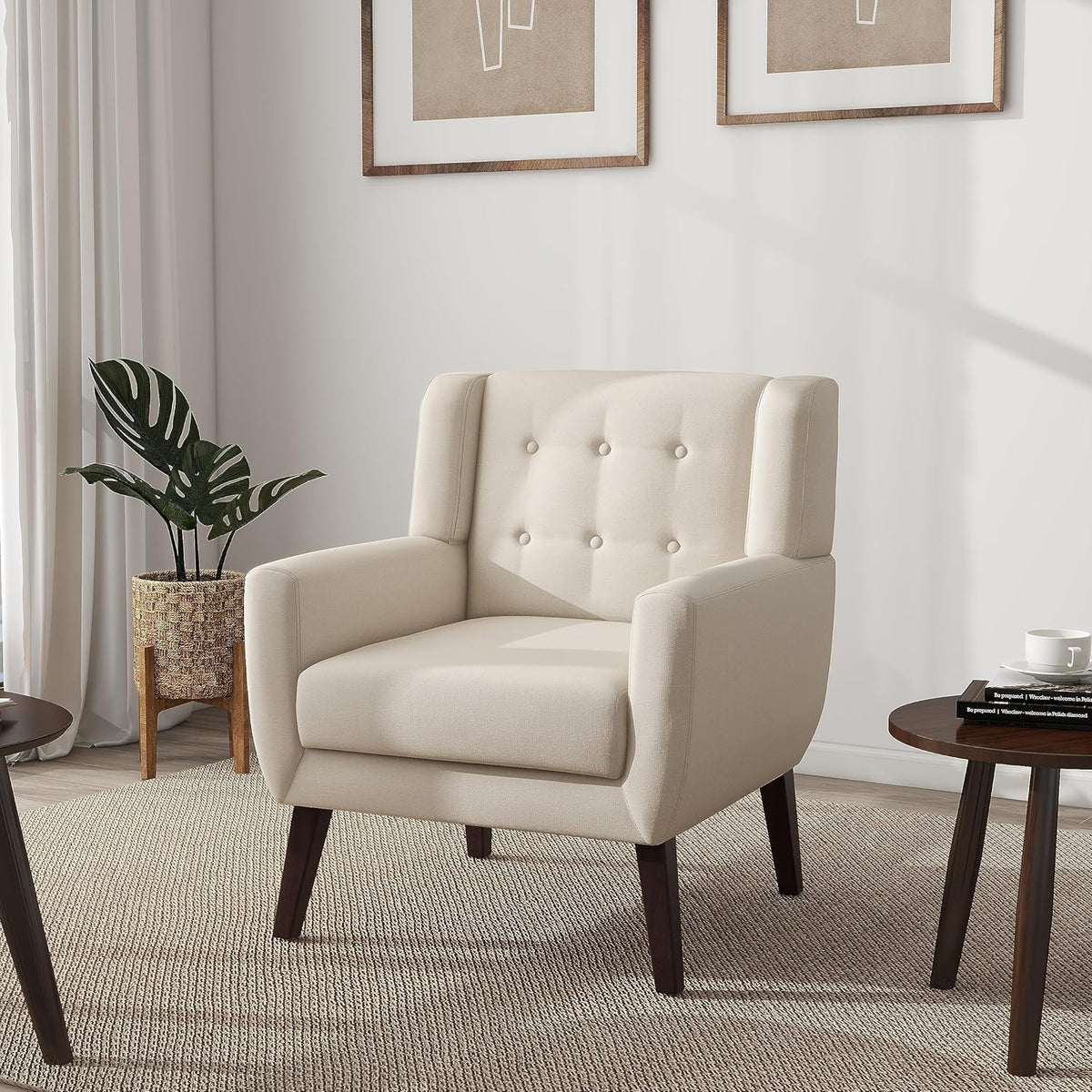 UIXE Accent Chair, Modern Upholstered Armchair in Fabric for Living Room, Comfy Club Arm Chairs