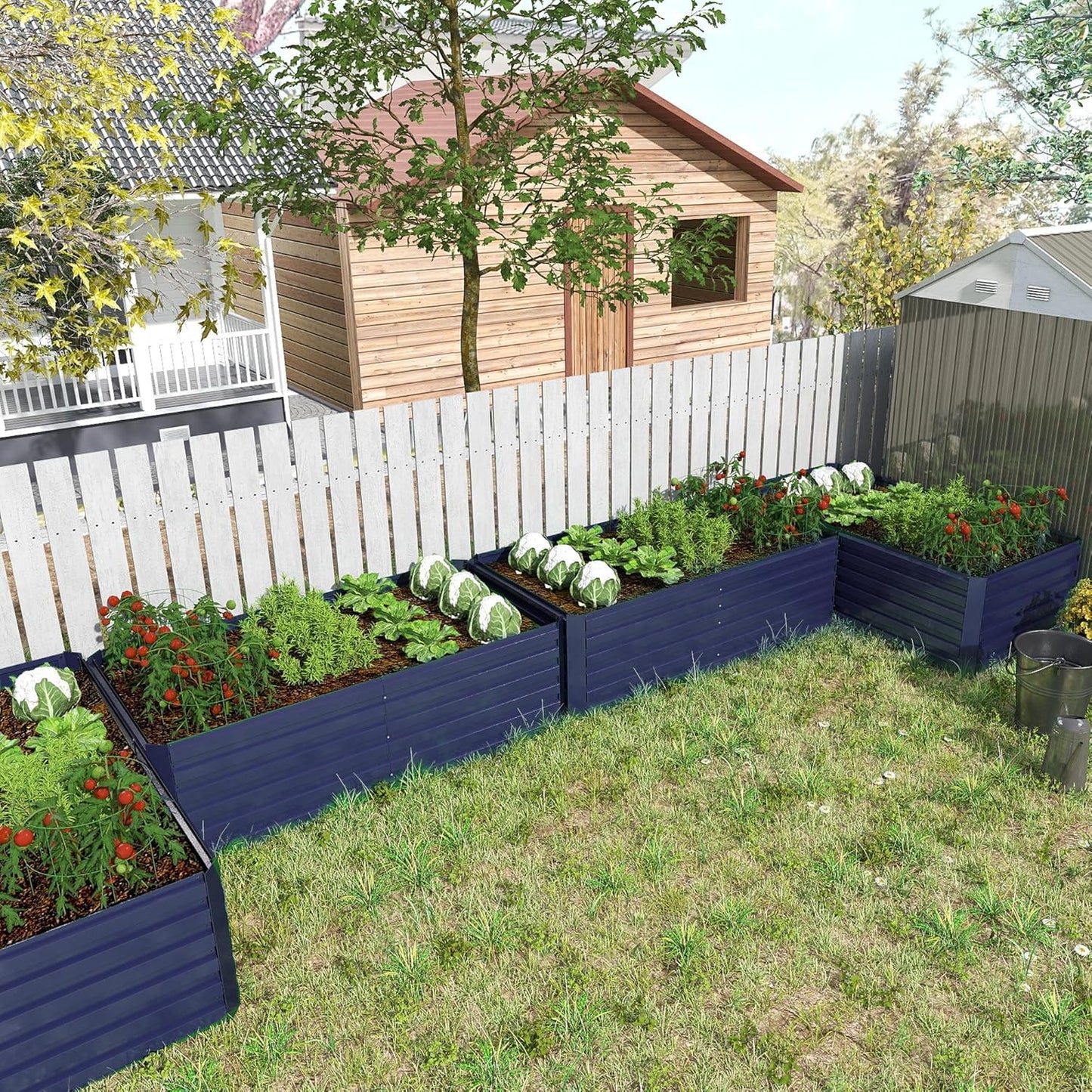 8x4x2 ft Outdoor Raised Garden Bed, Large Metal Planter Raised Beds, Planters for Outdoor Plants