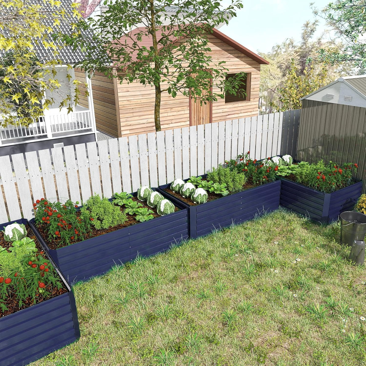 8x4x2 ft Outdoor Raised Garden Bed, Large Metal Planter Raised Beds, Planters for Outdoor Plants
