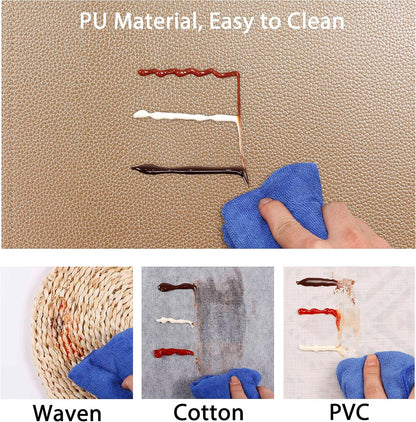 Set of 6 Faux Leather Placemats, PU Table Mats, Waterproof, Stain Resistant, Heat Resistant, Easy