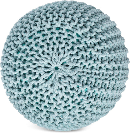 BIRDROCK HOME Round Pouf Ottoman | Cotton Braided Round Foot Stool | Bedroom and Living Room Poof |