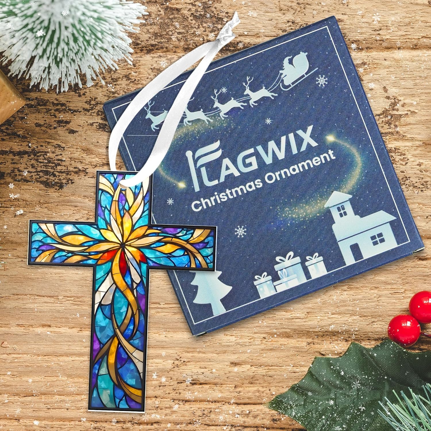 FLAGWIX Christian Gifts for Women Men - Acrylic Christmas Ornaments 2025 - Catholic Spiritual