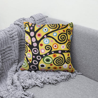 Klimt Yellow Tree of Life Pillow Cover Gold Floral Pillowcase Flower Botanical Gold Accent Suzani
