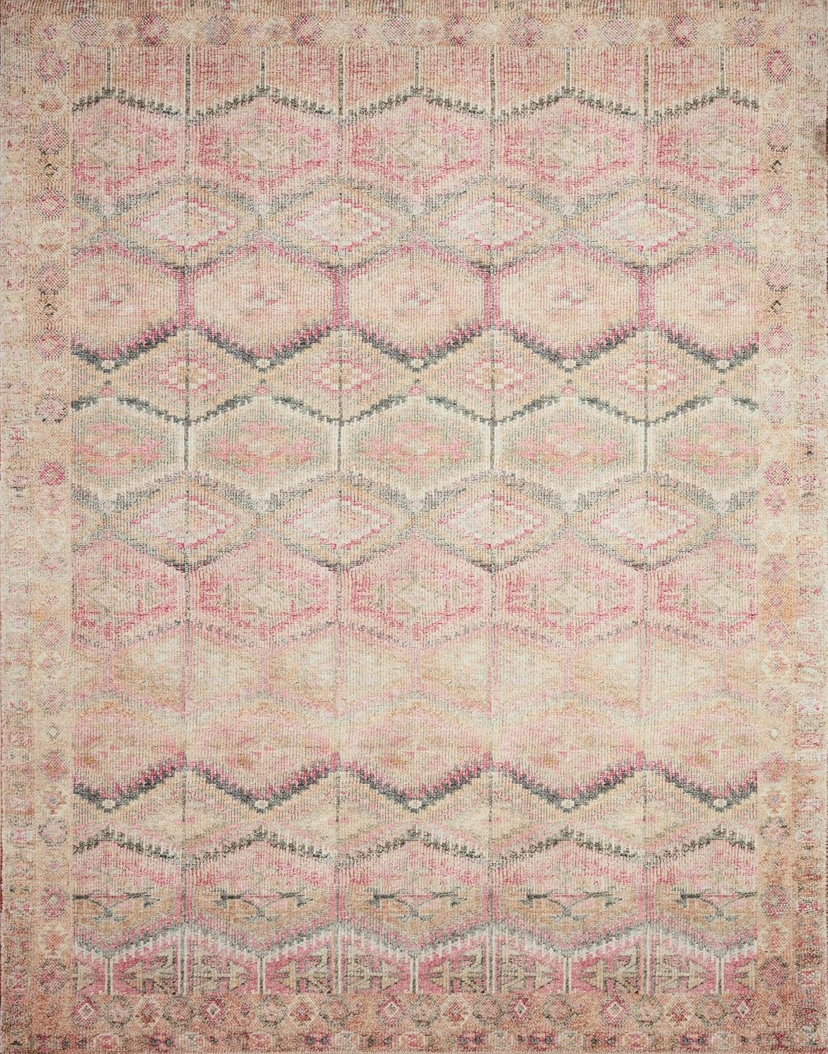 Loloi Layla Collection LAY-17 Pink/Lagoon 2'-3" x 3'-9" .13" Thick Accent Rug, Soft, Durable