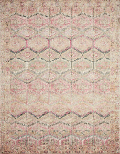 Loloi Layla Collection LAY-17 Pink/Lagoon 2'-3" x 3'-9" .13" Thick Accent Rug, Soft, Durable
