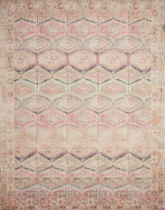 Loloi Layla Collection LAY-17 Pink/Lagoon 2'-6" x 12'-0" .13" Thick Runner Rug, Soft, Durable