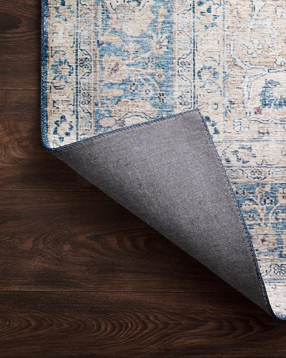 Loloi Layla Collection LAY-07 Blue/Tangerine 2'-6" x 9'-6" .13" Thick Runner Rug, Soft, Durable