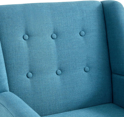 HUIMO Accent Chairs Set of 4, Upholstered Button Tufted Armchair, Linen Fabric Sofa Chairs for